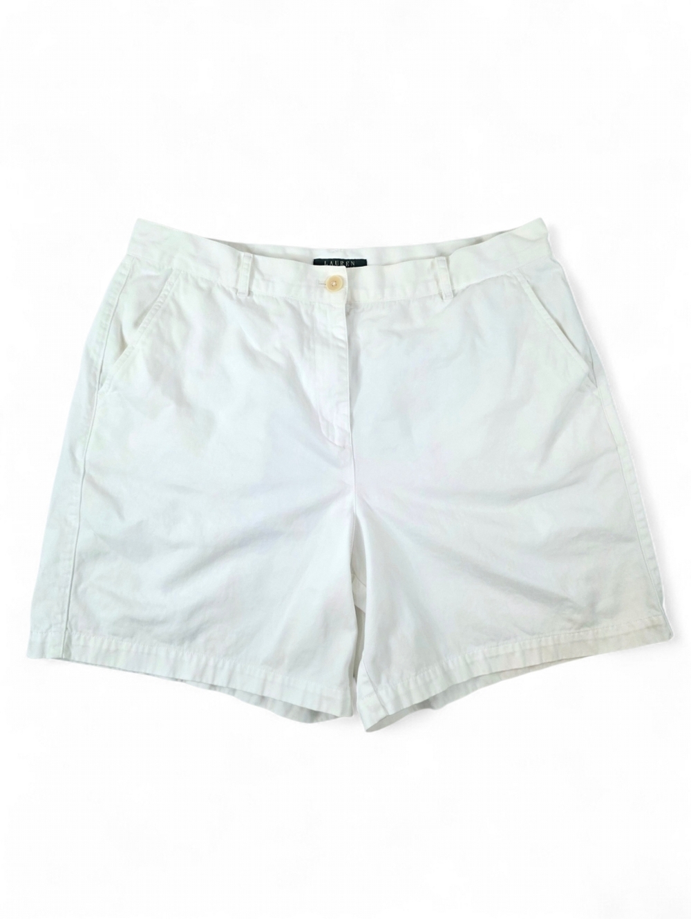 Lauren Ralph Lauren White Chino Shorts Women Size 14 Classic Preppy Coastal